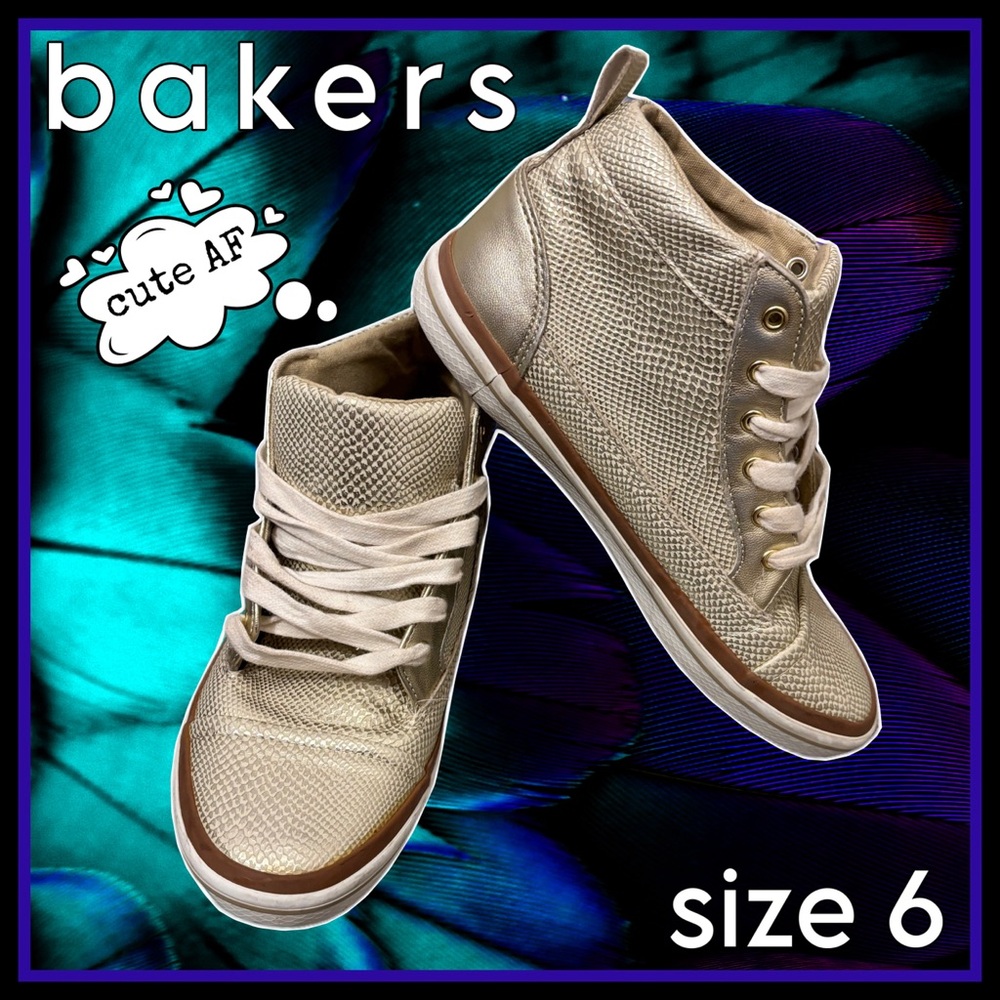 BAKERS metallic gold high top SNEAKERS size 6